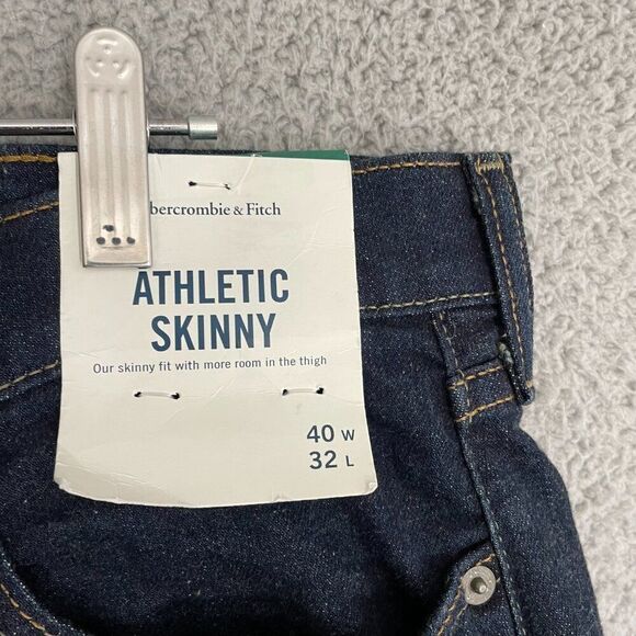 Abercrombie & Fitch Jeans Men 40x32 Blue Dark Wash Athletic Skinny - Picture 4 of 13